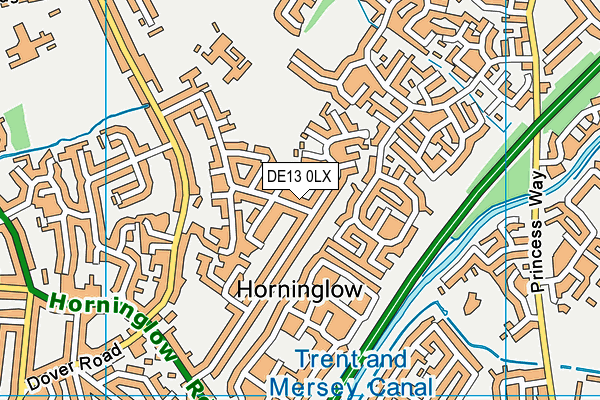 DE13 0LX map - OS VectorMap District (Ordnance Survey)