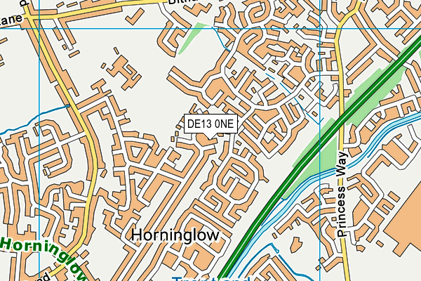 DE13 0NE map - OS VectorMap District (Ordnance Survey)