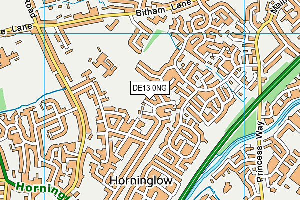 DE13 0NG map - OS VectorMap District (Ordnance Survey)