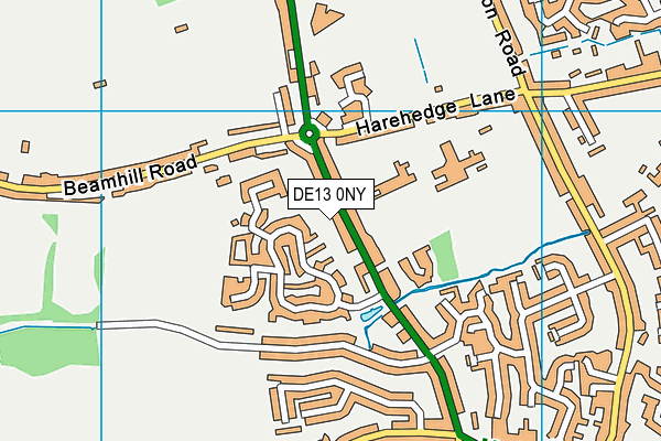 DE13 0NY map - OS VectorMap District (Ordnance Survey)