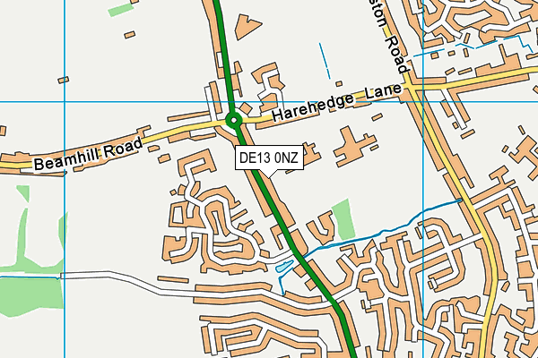 DE13 0NZ map - OS VectorMap District (Ordnance Survey)