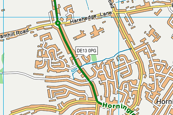 DE13 0PG map - OS VectorMap District (Ordnance Survey)