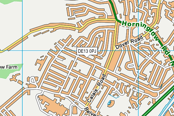 DE13 0PJ map - OS VectorMap District (Ordnance Survey)