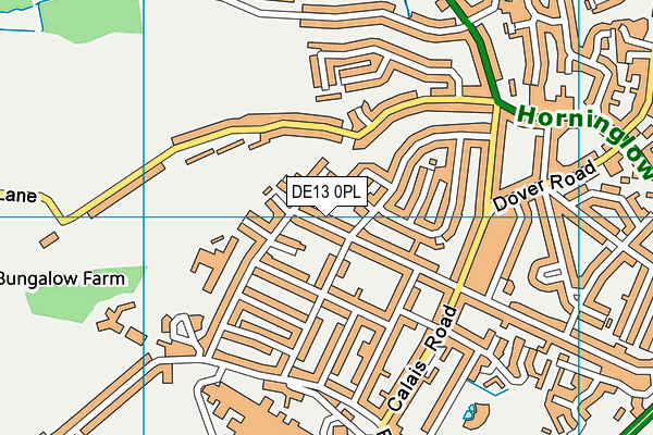 DE13 0PL map - OS VectorMap District (Ordnance Survey)