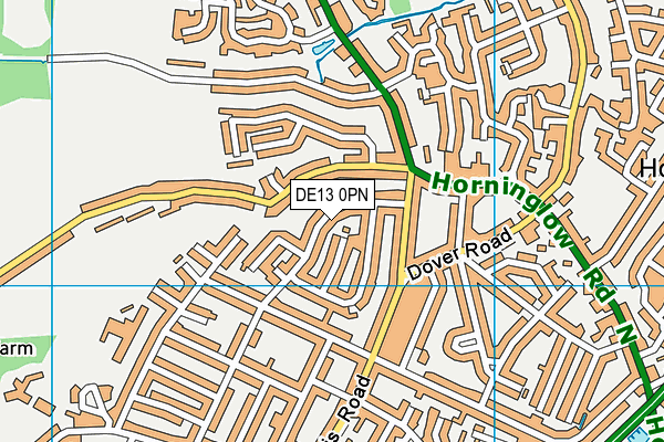 DE13 0PN map - OS VectorMap District (Ordnance Survey)