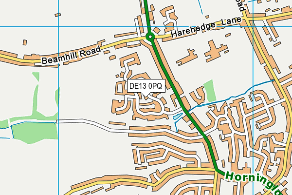 DE13 0PQ map - OS VectorMap District (Ordnance Survey)