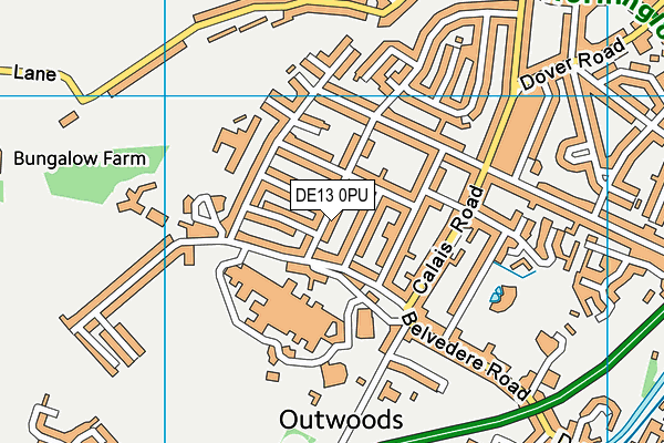 DE13 0PU map - OS VectorMap District (Ordnance Survey)