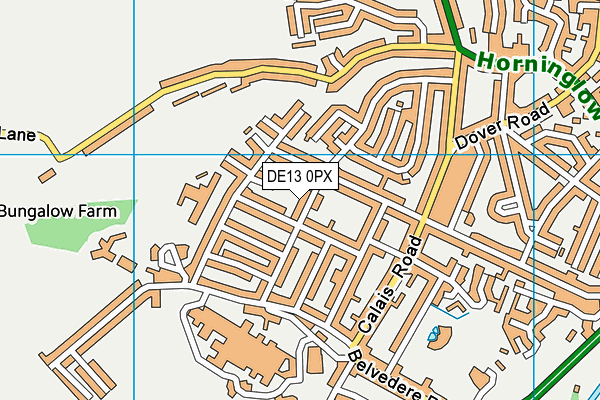 DE13 0PX map - OS VectorMap District (Ordnance Survey)