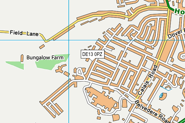DE13 0PZ map - OS VectorMap District (Ordnance Survey)