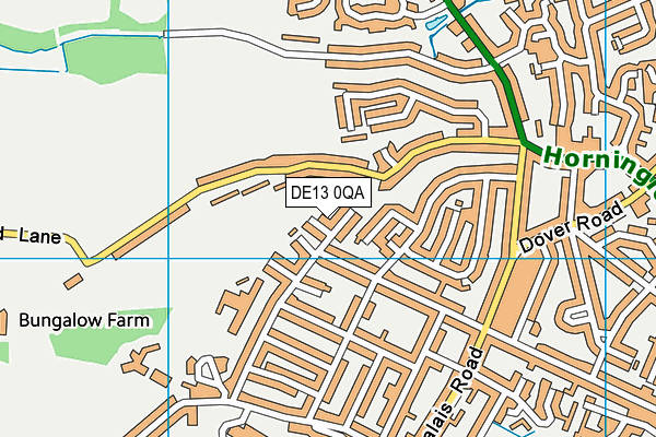 DE13 0QA map - OS VectorMap District (Ordnance Survey)