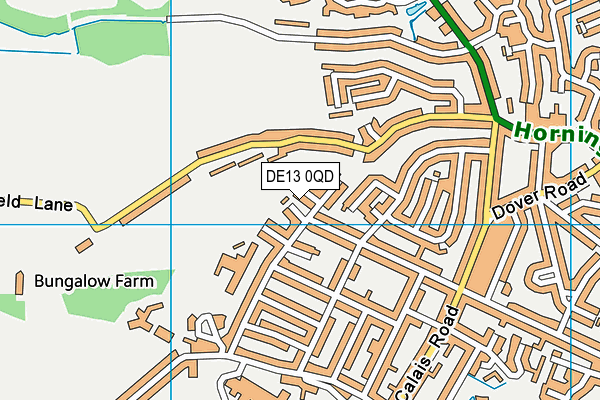 DE13 0QD map - OS VectorMap District (Ordnance Survey)