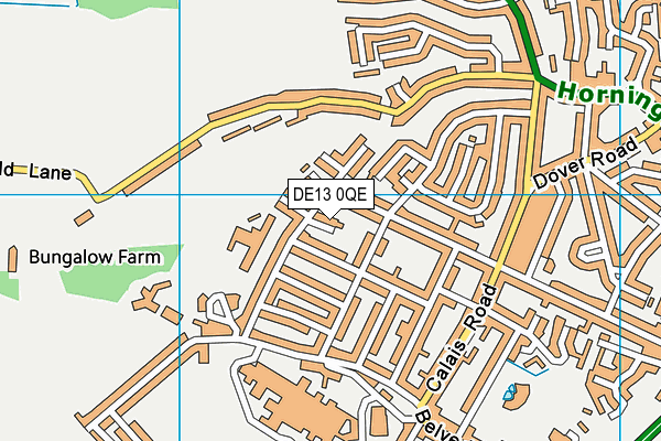 DE13 0QE map - OS VectorMap District (Ordnance Survey)