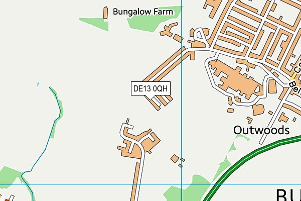 DE13 0QH map - OS VectorMap District (Ordnance Survey)