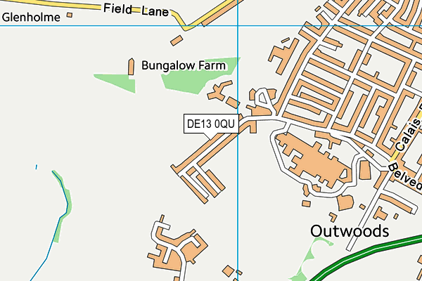 DE13 0QU map - OS VectorMap District (Ordnance Survey)
