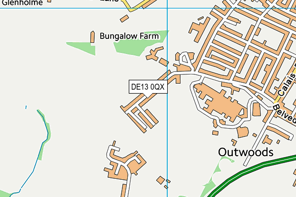DE13 0QX map - OS VectorMap District (Ordnance Survey)