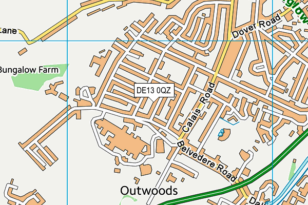 DE13 0QZ map - OS VectorMap District (Ordnance Survey)