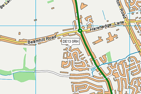 DE13 0RH map - OS VectorMap District (Ordnance Survey)
