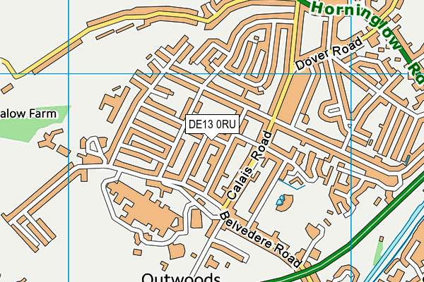 DE13 0RU map - OS VectorMap District (Ordnance Survey)
