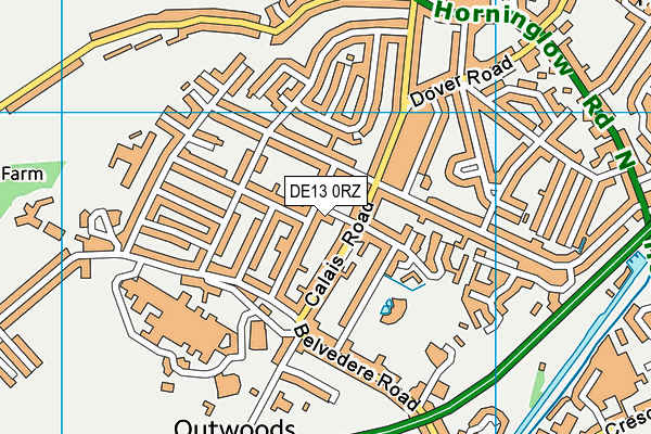 DE13 0RZ map - OS VectorMap District (Ordnance Survey)