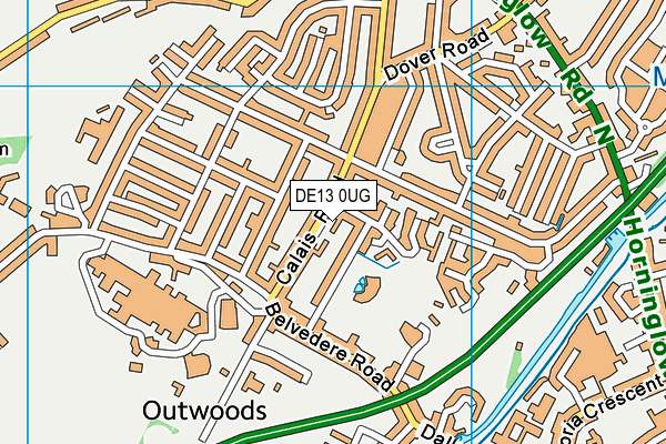 DE13 0UG map - OS VectorMap District (Ordnance Survey)