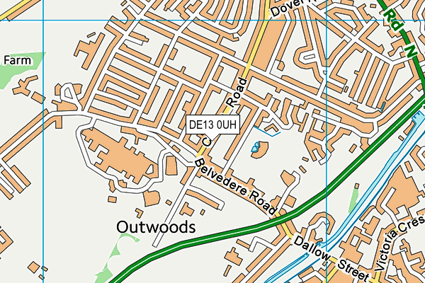 DE13 0UH map - OS VectorMap District (Ordnance Survey)