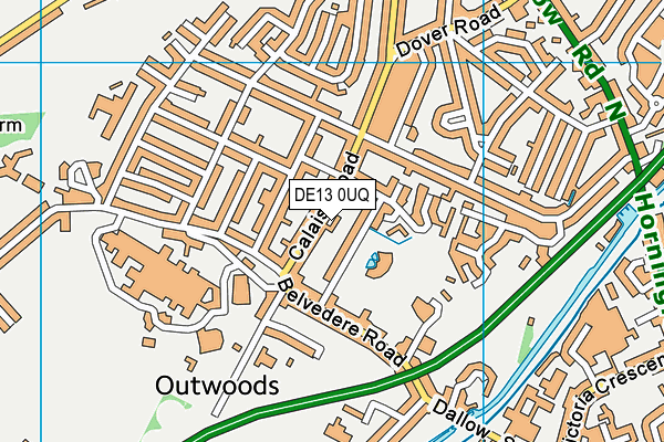 DE13 0UQ map - OS VectorMap District (Ordnance Survey)