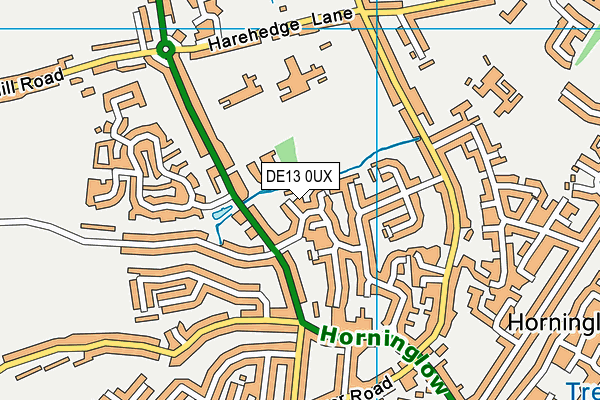 DE13 0UX map - OS VectorMap District (Ordnance Survey)