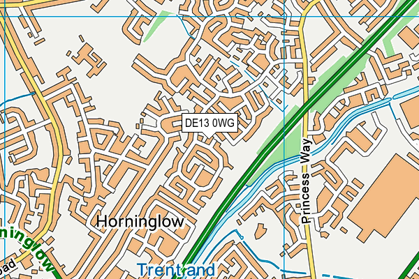 DE13 0WG map - OS VectorMap District (Ordnance Survey)