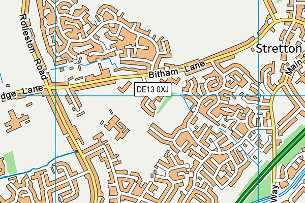 DE13 0XJ map - OS VectorMap District (Ordnance Survey)