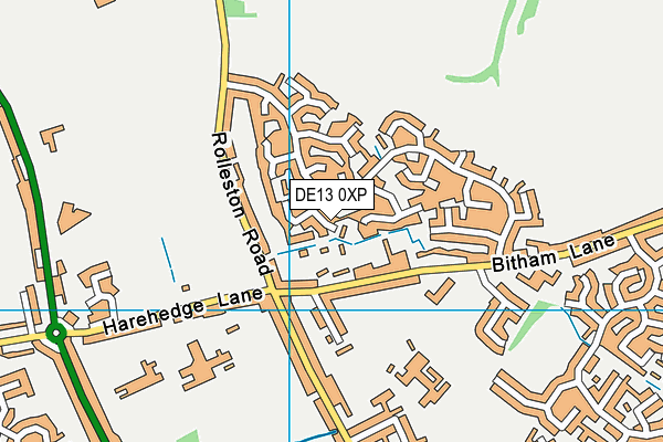 DE13 0XP map - OS VectorMap District (Ordnance Survey)