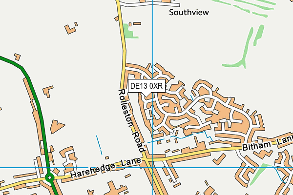 DE13 0XR map - OS VectorMap District (Ordnance Survey)