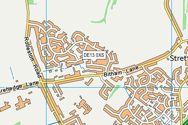 DE13 0XS map - OS VectorMap District (Ordnance Survey)