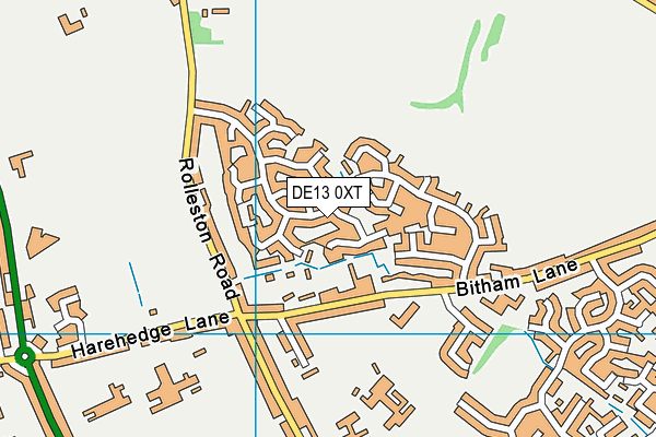 DE13 0XT map - OS VectorMap District (Ordnance Survey)