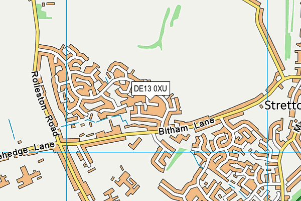 DE13 0XU map - OS VectorMap District (Ordnance Survey)