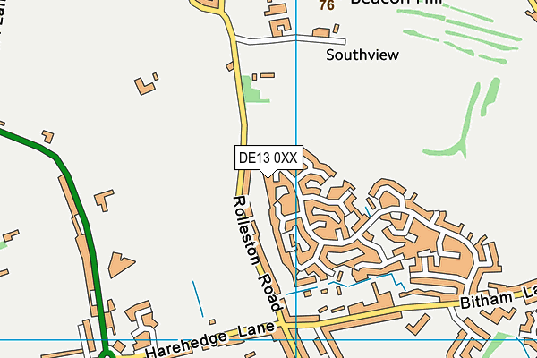 DE13 0XX map - OS VectorMap District (Ordnance Survey)
