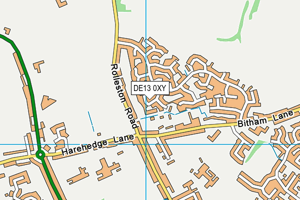 DE13 0XY map - OS VectorMap District (Ordnance Survey)
