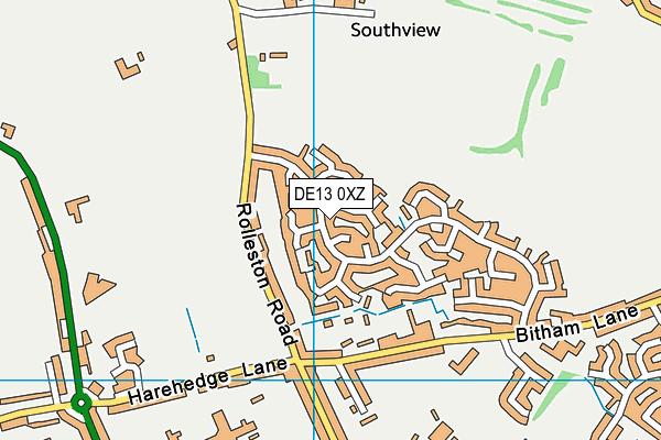 DE13 0XZ map - OS VectorMap District (Ordnance Survey)