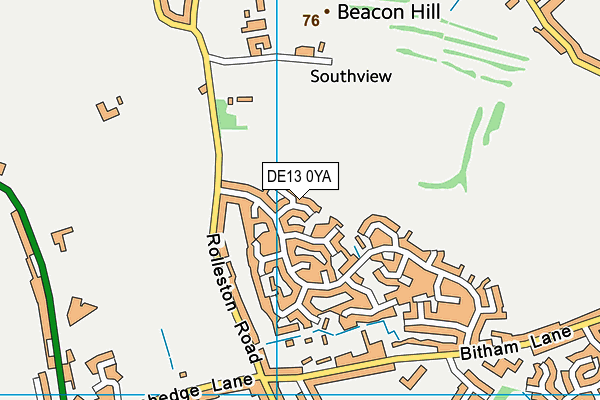 DE13 0YA map - OS VectorMap District (Ordnance Survey)