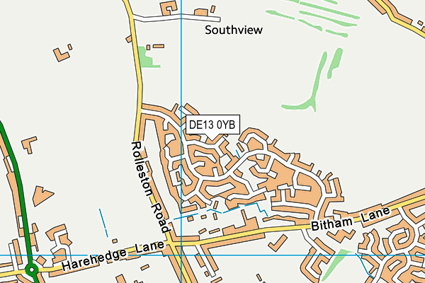 DE13 0YB map - OS VectorMap District (Ordnance Survey)