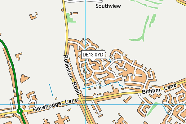 DE13 0YD map - OS VectorMap District (Ordnance Survey)