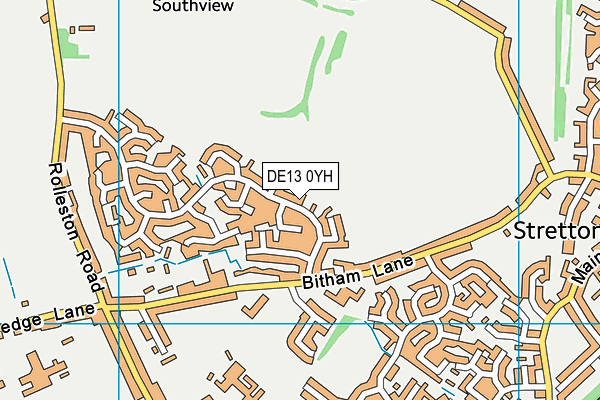 DE13 0YH map - OS VectorMap District (Ordnance Survey)