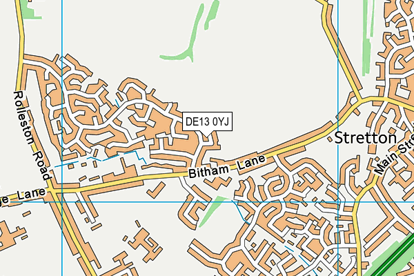 DE13 0YJ map - OS VectorMap District (Ordnance Survey)