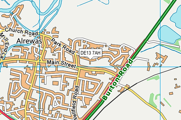 DE13 7AH map - OS VectorMap District (Ordnance Survey)