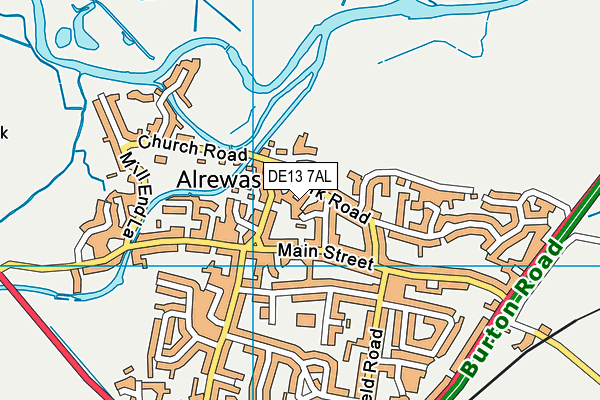 DE13 7AL map - OS VectorMap District (Ordnance Survey)
