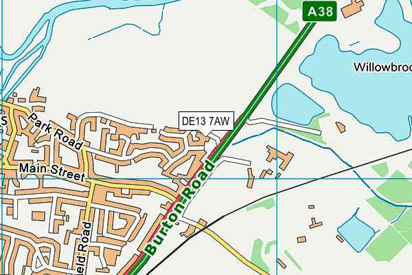 DE13 7AW map - OS VectorMap District (Ordnance Survey)