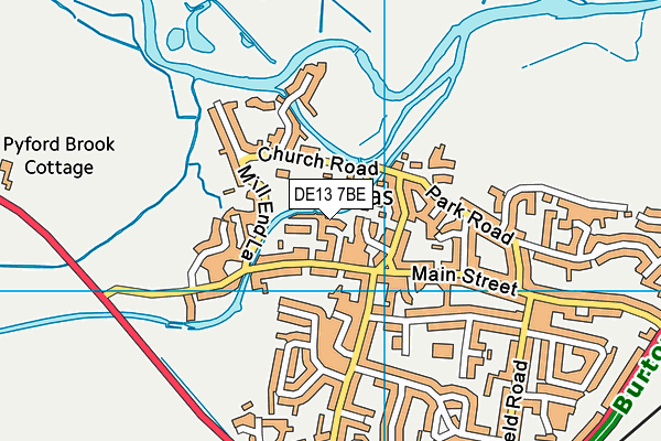 DE13 7BE map - OS VectorMap District (Ordnance Survey)