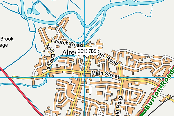 DE13 7BS map - OS VectorMap District (Ordnance Survey)