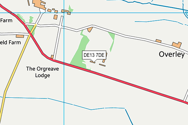 DE13 7DE map - OS VectorMap District (Ordnance Survey)