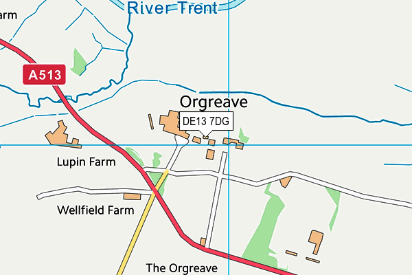 DE13 7DG map - OS VectorMap District (Ordnance Survey)