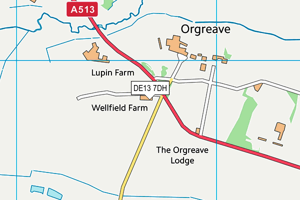 DE13 7DH map - OS VectorMap District (Ordnance Survey)